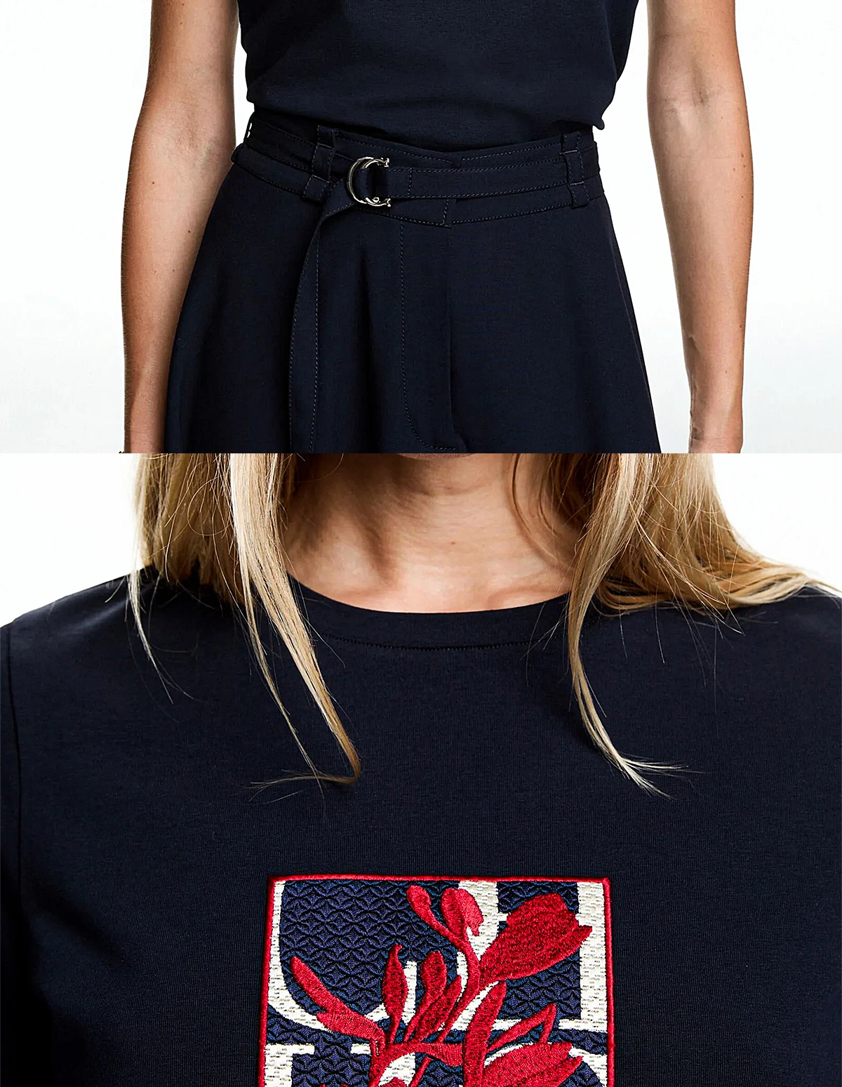 CHCH 2025 Summer New Women's Embroidered T-shirt Short Sleeve O Neck Casual Design Slim Solid color Female Tops T-shirt Top
