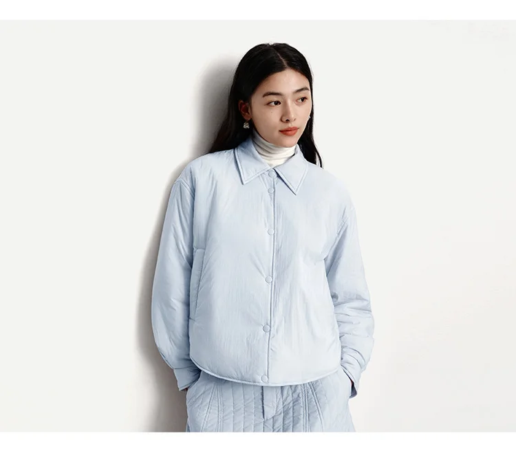 Semir Cotton Coat Women Winter Shirt-Style Bud Top Relaxed Fit 2025 New Lapel Textured Girly Cotton Jacket Women's Clothing