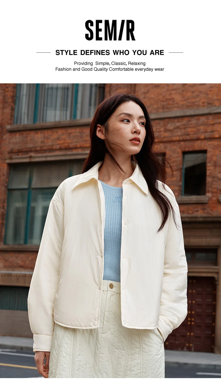 Semir Cotton Coat Women Winter Shirt-Style Bud Top Relaxed Fit 2025 New Lapel Textured Girly Cotton Jacket Women's Clothing