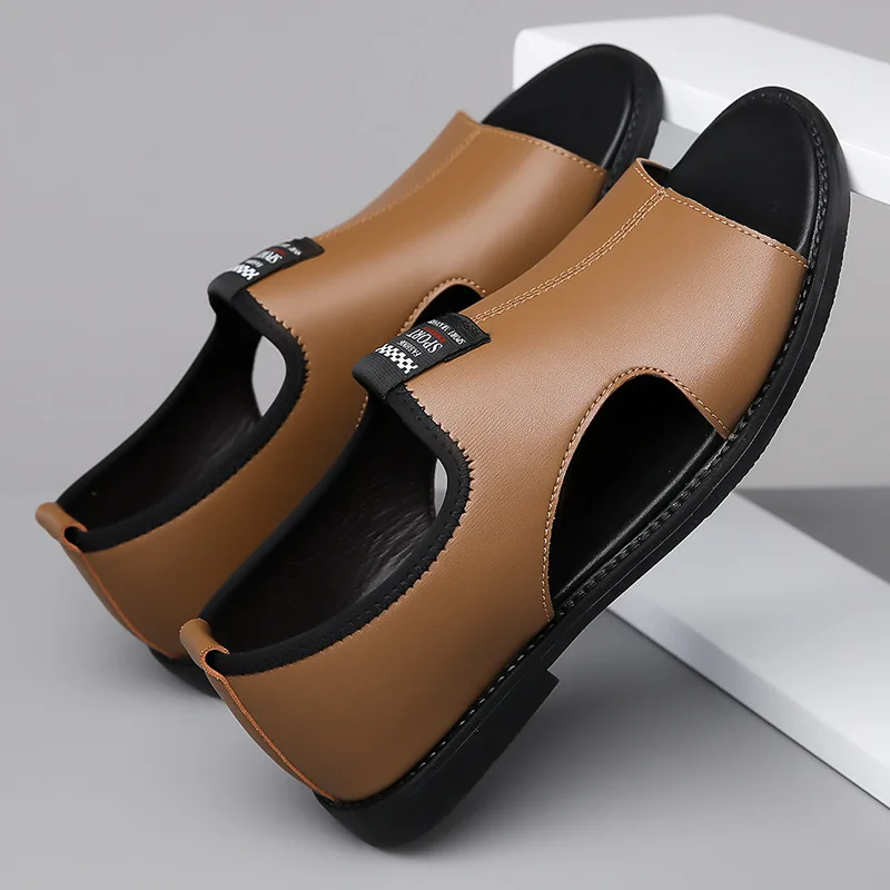 Sandals for Men Brand Casual Shoes Outdoor Fashion Men's Slippers Comfortable Beach Shoes High Quality Leather Men Flat Sandals