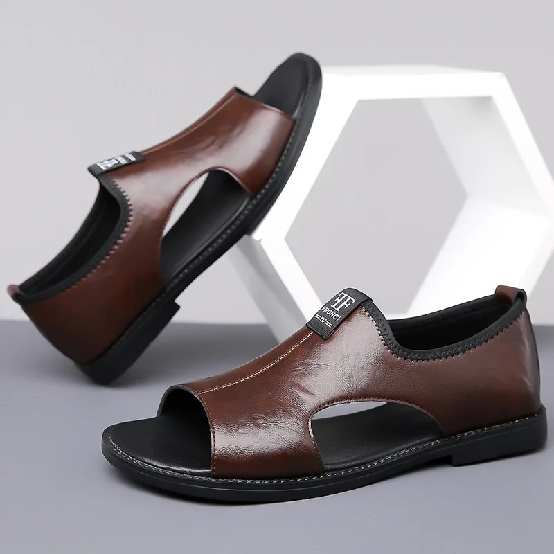 Sandals for Men Brand Casual Shoes Outdoor Fashion Men's Slippers Comfortable Beach Shoes High Quality Leather Men Flat Sandals
