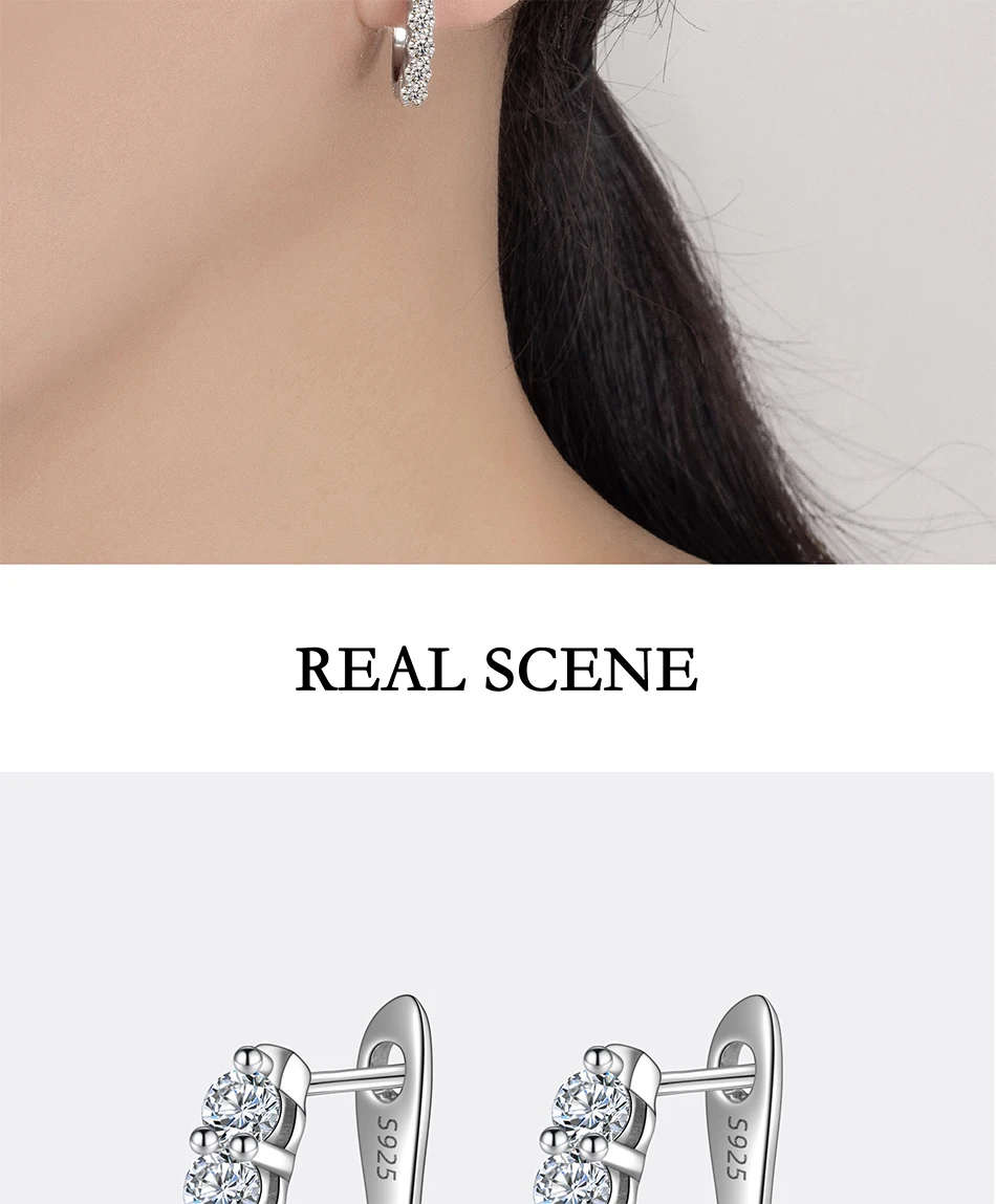 PERFANY 1.2CT Moissanite Earrings for Women S925 Pure Silver GRA Certified Diamonds Straight Row Ear Buckles Fashion Jewelry