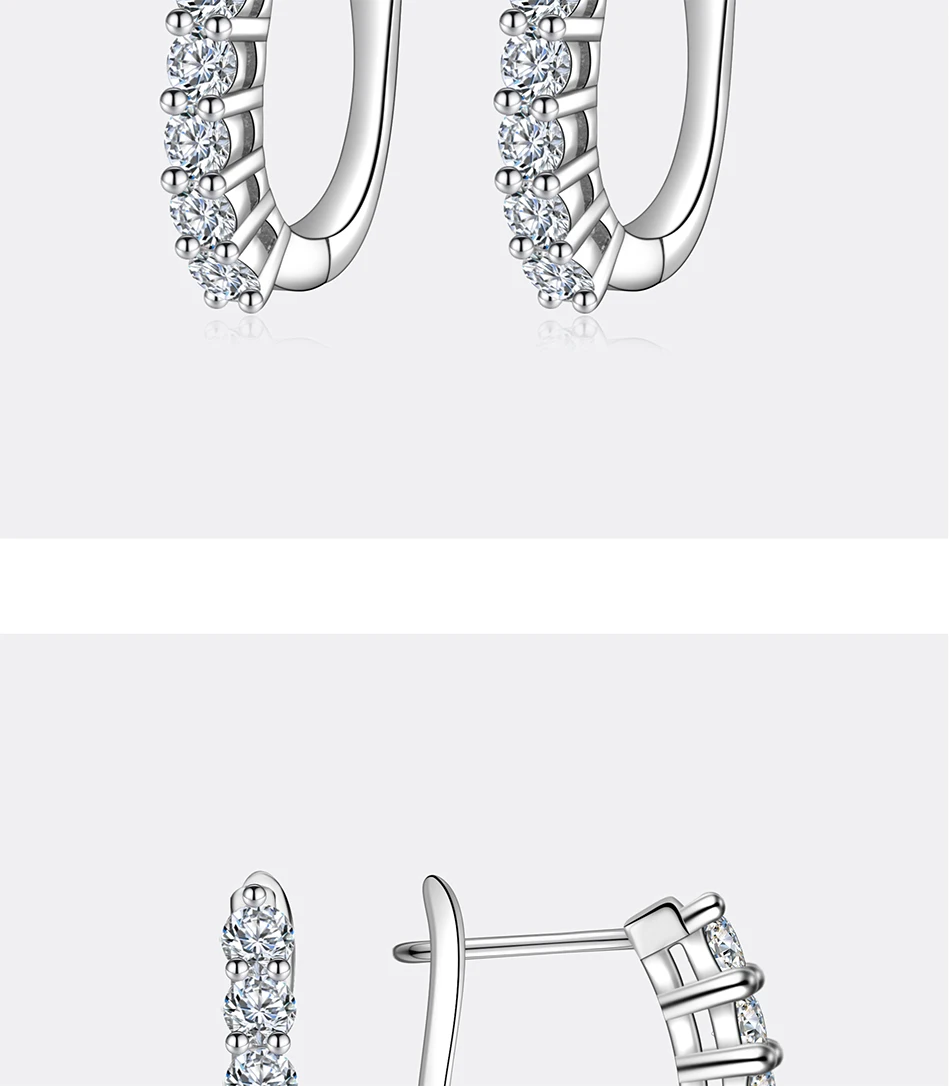 PERFANY 1.2CT Moissanite Earrings for Women S925 Pure Silver GRA Certified Diamonds Straight Row Ear Buckles Fashion Jewelry