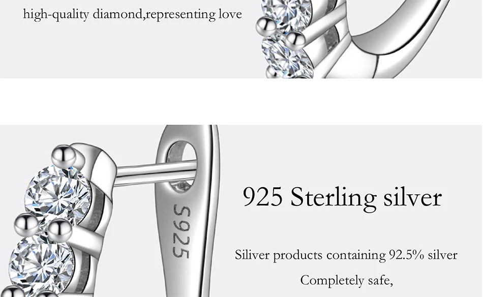 PERFANY 1.2CT Moissanite Earrings for Women S925 Pure Silver GRA Certified Diamonds Straight Row Ear Buckles Fashion Jewelry