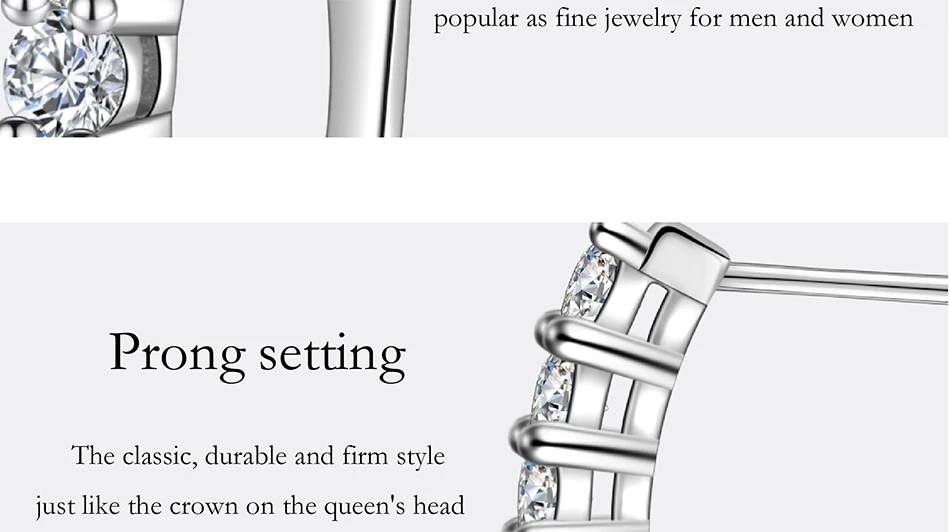 PERFANY 1.2CT Moissanite Earrings for Women S925 Pure Silver GRA Certified Diamonds Straight Row Ear Buckles Fashion Jewelry