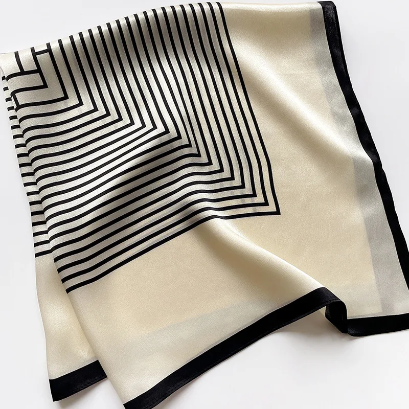 100% Pure Silk Square Scarf Women Hairband Office Neck Scarves Print Luxury Neckerchief Bandana Spring Foulard Female Shawl 65cm