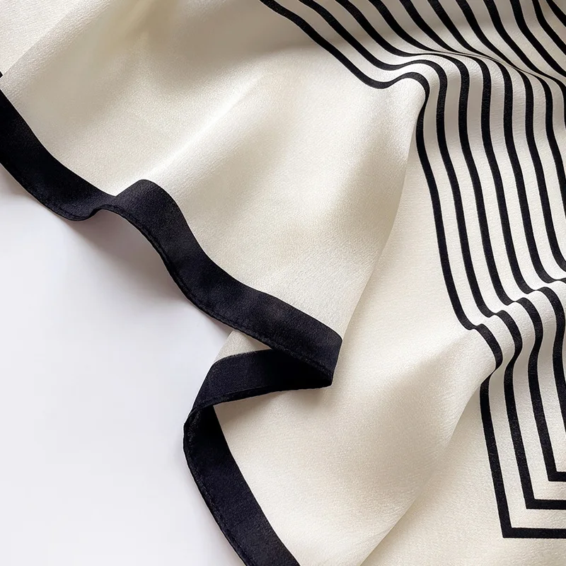 100% Pure Silk Square Scarf Women Hairband Office Neck Scarves Print Luxury Neckerchief Bandana Spring Foulard Female Shawl 65cm