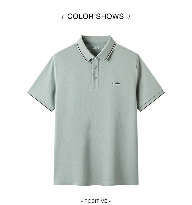 Semir Mens Polo 2026 Color Block Stripe Lapel Cool Feeling Letter Printed Simple Casual Soft