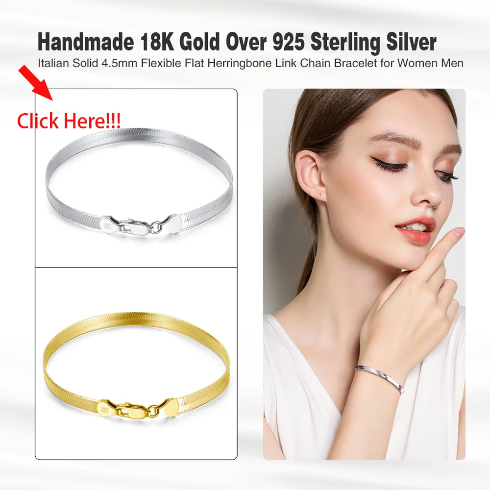 ORSA JEWELS 925 Sterling Silver 3mm Gold Flexible Flat Chain Herringbone Snake Chain Necklace for Women Neck Chain Jewelry SC35