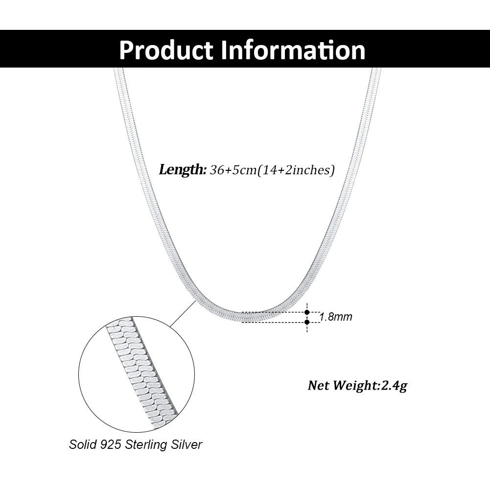ORSA JEWELS 925 Sterling Silver 3mm Gold Flexible Flat Chain Herringbone Snake Chain Necklace for Women Neck Chain Jewelry SC35