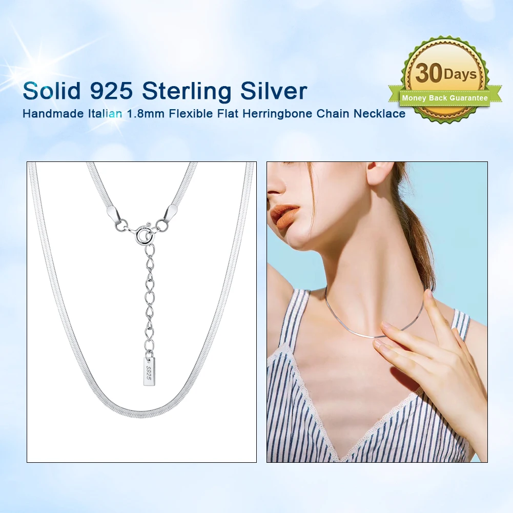 ORSA JEWELS 925 Sterling Silver 3mm Gold Flexible Flat Chain Herringbone Snake Chain Necklace for Women Neck Chain Jewelry SC35
