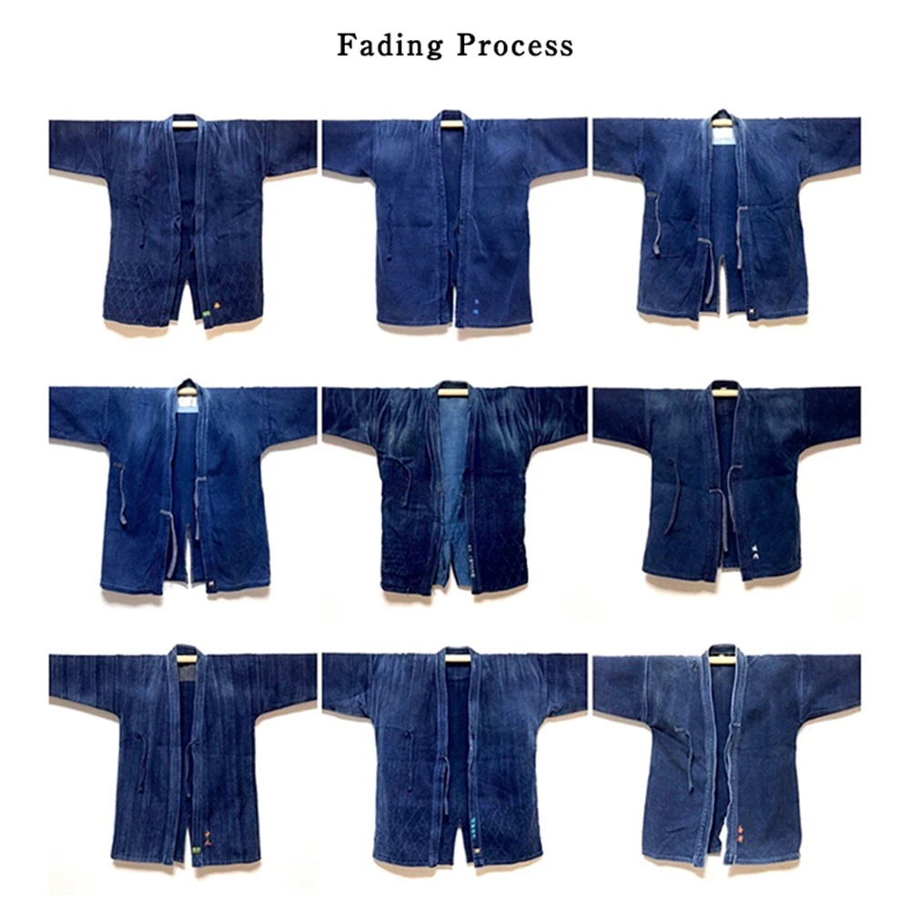 Vintage French Indigo Cargo Jacket Men Autumn Winter New Lapel Multi-pocket Blue Dyed Tooling Jacket Retro Casual Cardigan Coat