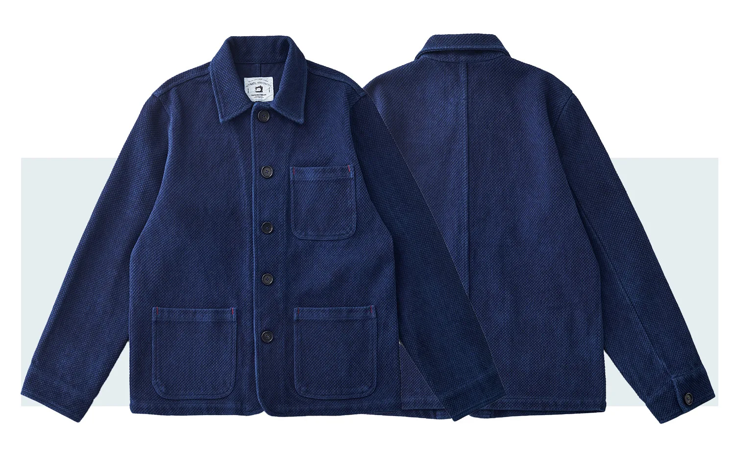 Vintage French Indigo Cargo Jacket Men Autumn Winter New Lapel Multi-pocket Blue Dyed Tooling Jacket Retro Casual Cardigan Coat