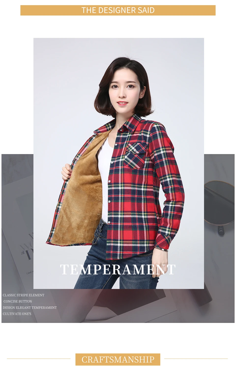 2025 Winter New Women's Warm Plaid Shirt Coat Casual Fleece Velvet Plus Thicke Jacket Tops College Style Woman Clothes Outerwear
