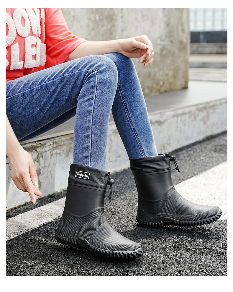 1 Pair of Men's Short-Tube Rain Boots, Outdoor Commuting Waterproof Shoes, Women's Low-Cut Lightweight Non-Slip Water Boots, Beach Rain Boots