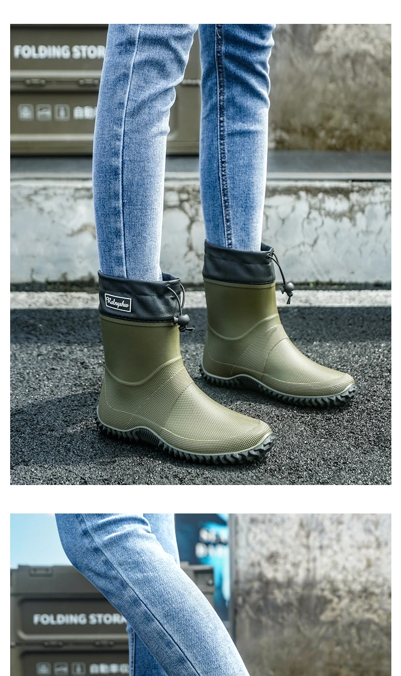 1 Pair of Men's Short-Tube Rain Boots, Outdoor Commuting Waterproof Shoes, Women's Low-Cut Lightweight Non-Slip Water Boots, Beach Rain Boots