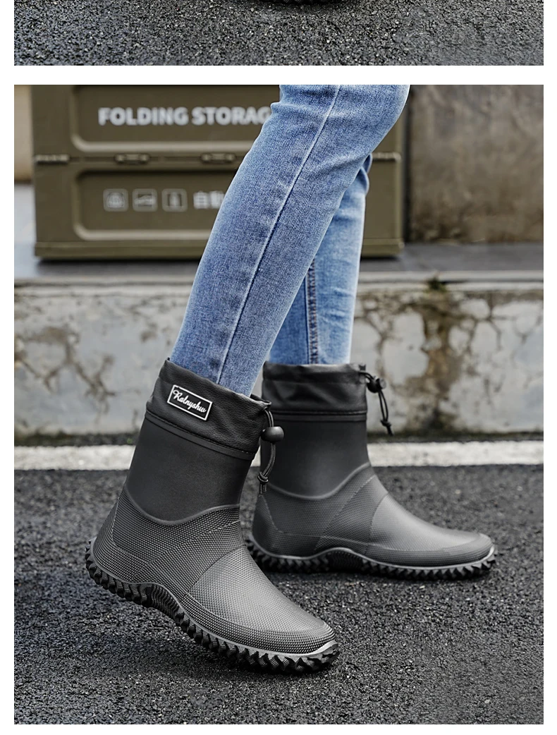 1 Pair of Men's Short-Tube Rain Boots, Outdoor Commuting Waterproof Shoes, Women's Low-Cut Lightweight Non-Slip Water Boots, Beach Rain Boots