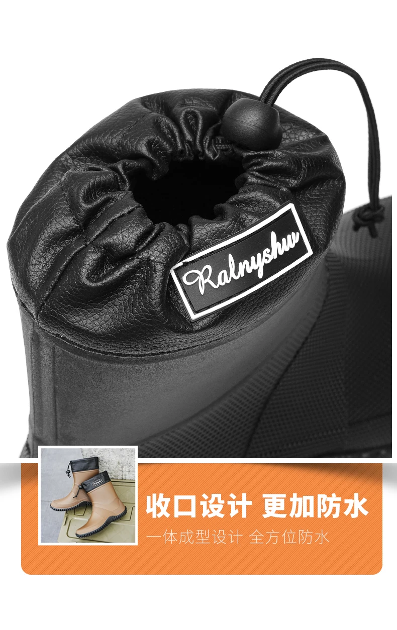 1 Pair of Men's Short-Tube Rain Boots, Outdoor Commuting Waterproof Shoes, Women's Low-Cut Lightweight Non-Slip Water Boots, Beach Rain Boots