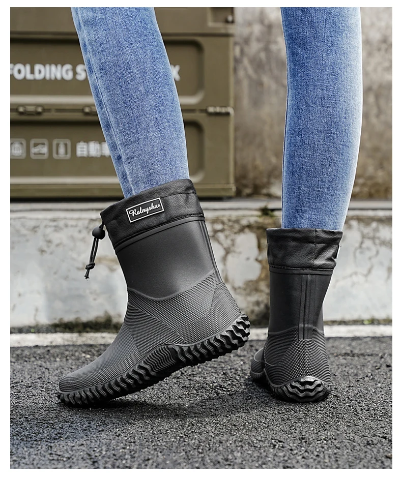 1 Pair of Men's Short-Tube Rain Boots, Outdoor Commuting Waterproof Shoes, Women's Low-Cut Lightweight Non-Slip Water Boots, Beach Rain Boots