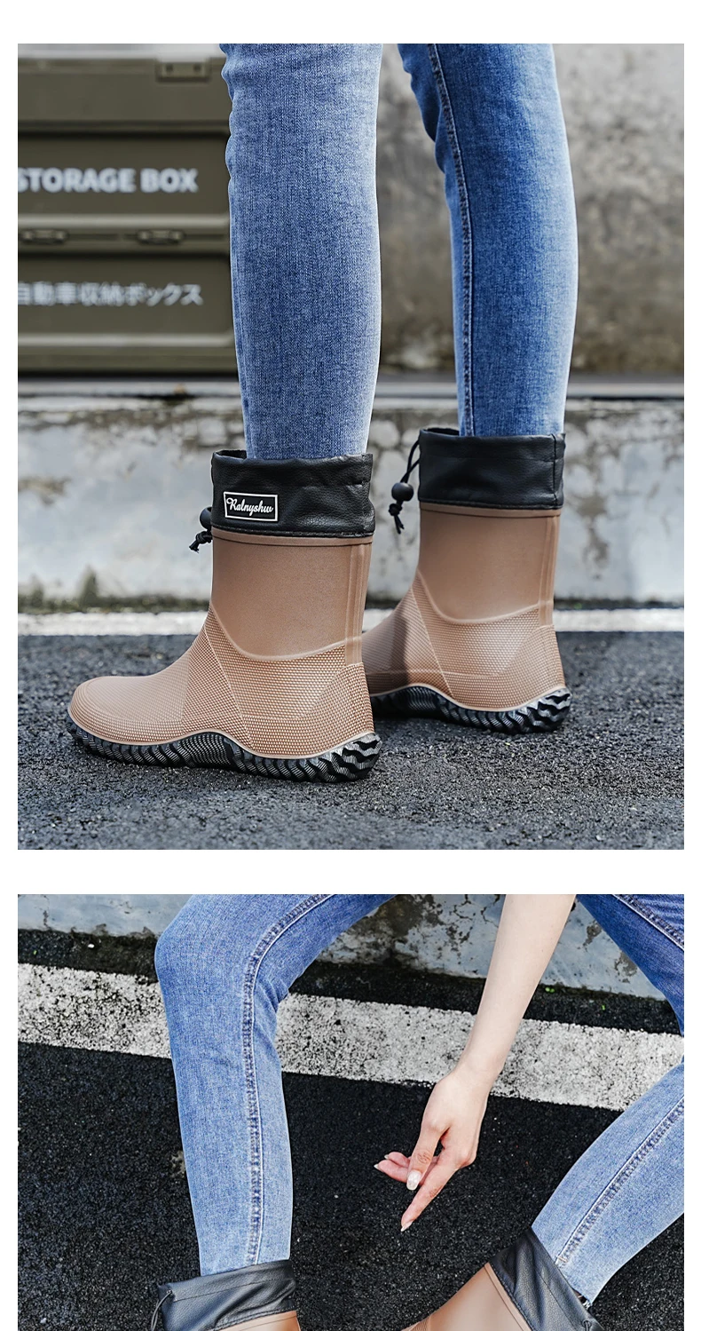 1 Pair of Men's Short-Tube Rain Boots, Outdoor Commuting Waterproof Shoes, Women's Low-Cut Lightweight Non-Slip Water Boots, Beach Rain Boots