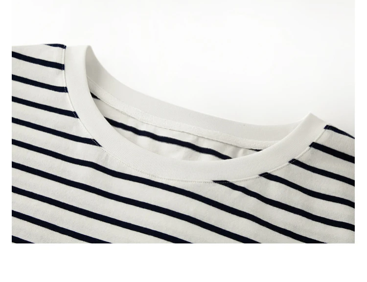 VIMLY Contrast Color Striped Short Sleeve Women's T-shirt 2026 Summer Simple Loose Casual Round Neck Cotton Knit Top M6563
