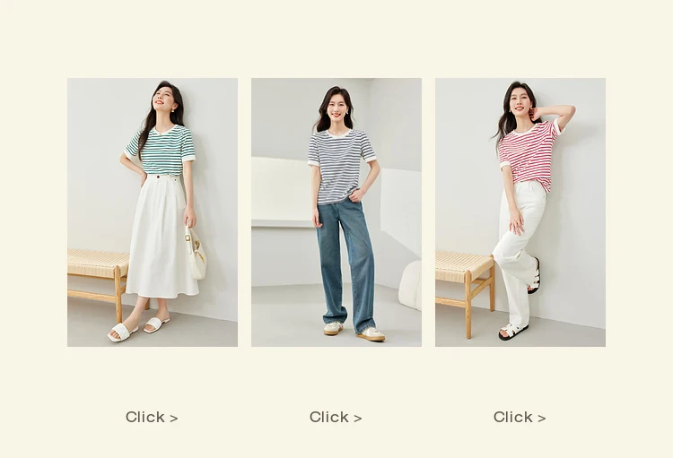 VIMLY Contrast Color Striped Short Sleeve Women's T-shirt 2026 Summer Simple Loose Casual Round Neck Cotton Knit Top M6563