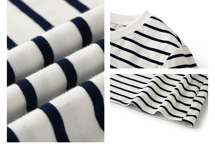 VIMLY Contrast Color Striped Short Sleeve Women's T-shirt 2026 Summer Simple Loose Casual Round Neck Cotton Knit Top M6563