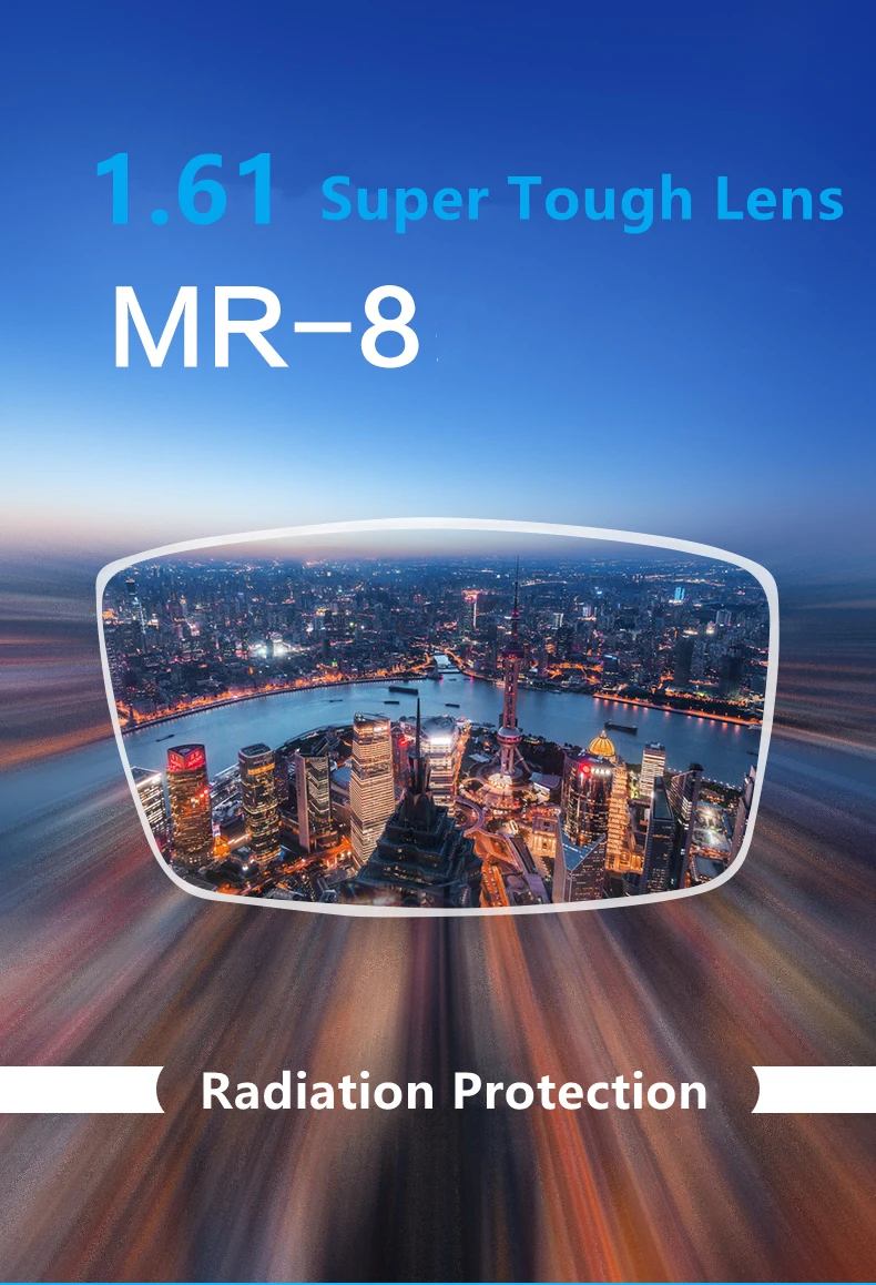 MOMOJA 1.61 MR-8 Ultra-Tough Lens High-Definition Wear-Resistant Anti-Ultraviolet Anti-Blue Light Lens For Rimless Glasses
