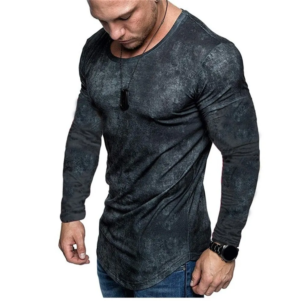 Long Sleeved Round Neck T Shirt Spring/Autumn Color Block Striped Retro Men's 3D Printed T-shirt Pattern Outdoor Daily Vacation