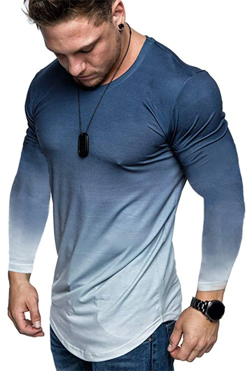 Long Sleeved Round Neck T Shirt Spring/Autumn Color Block Striped Retro Men's 3D Printed T-shirt Pattern Outdoor Daily Vacation