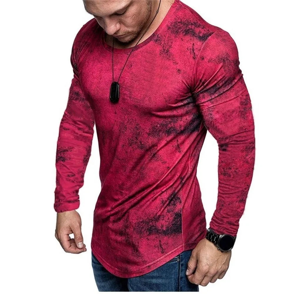 Long Sleeved Round Neck T Shirt Spring/Autumn Color Block Striped Retro Men's 3D Printed T-shirt Pattern Outdoor Daily Vacation