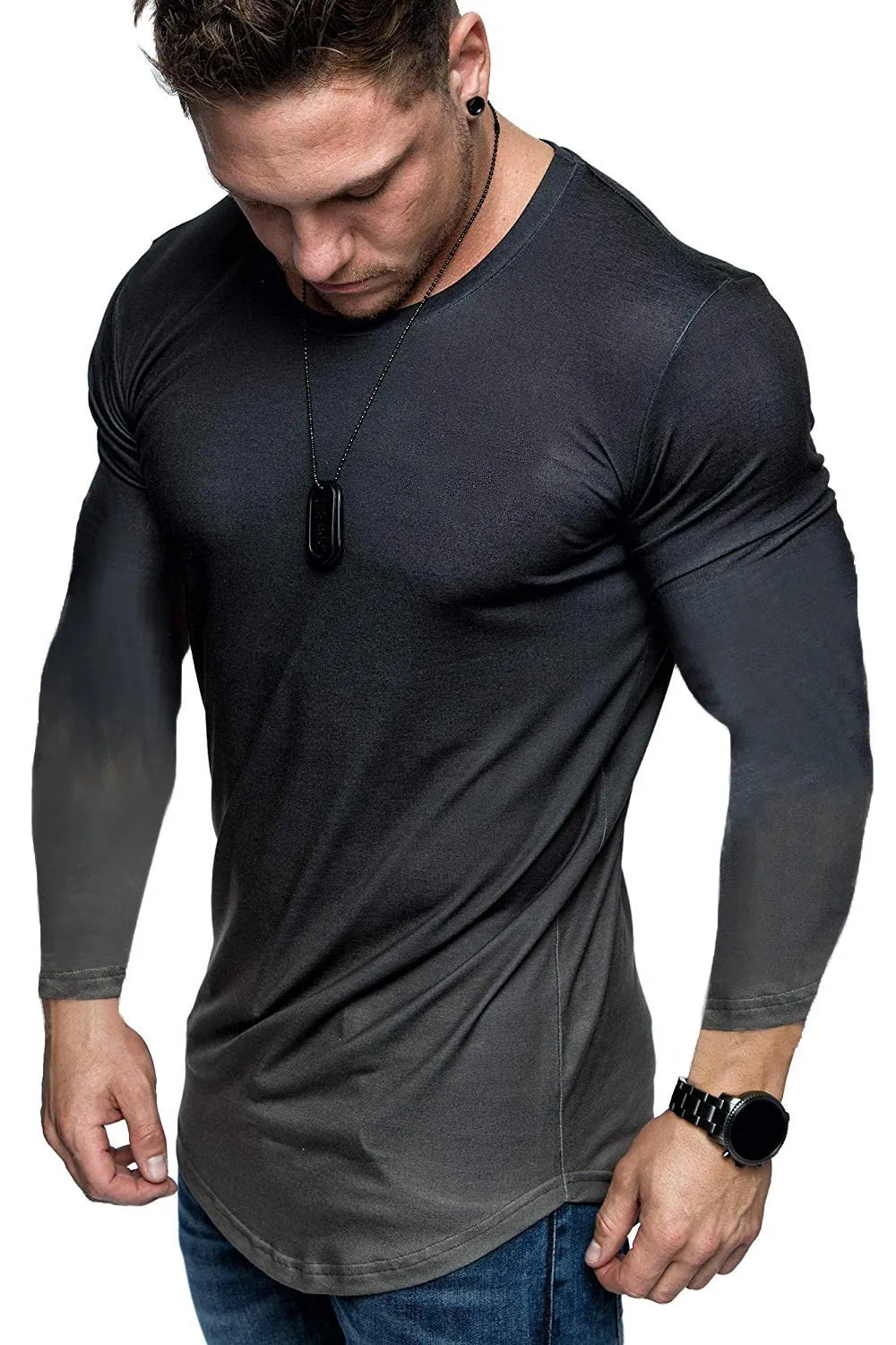Long Sleeved Round Neck T Shirt Spring/Autumn Color Block Striped Retro Men's 3D Printed T-shirt Pattern Outdoor Daily Vacation
