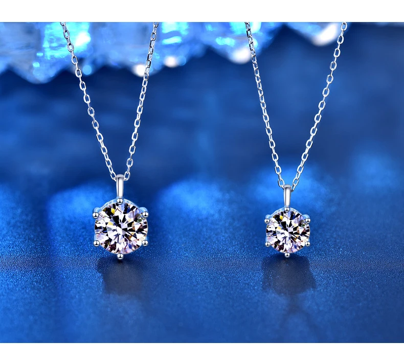 K.NOBSPIN 2.0ct VVS1 D Color Moissanite Necklace 925 Soild Sterling Sliver Chain with Certificate Fine Jewelry for Woman