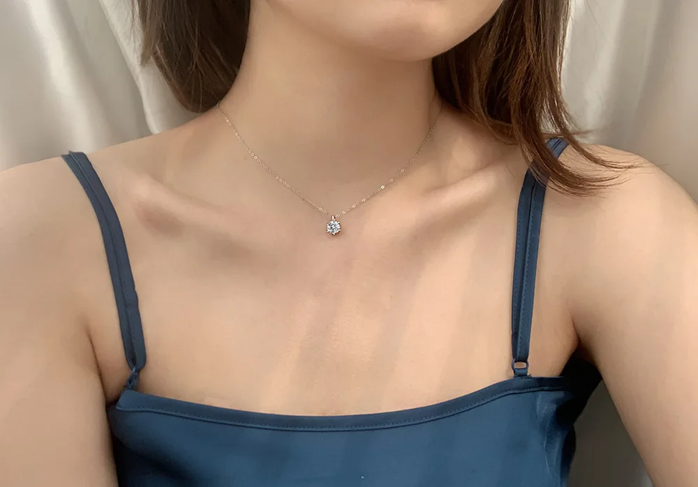 K.NOBSPIN 2.0ct VVS1 D Color Moissanite Necklace 925 Soild Sterling Sliver Chain with Certificate Fine Jewelry for Woman
