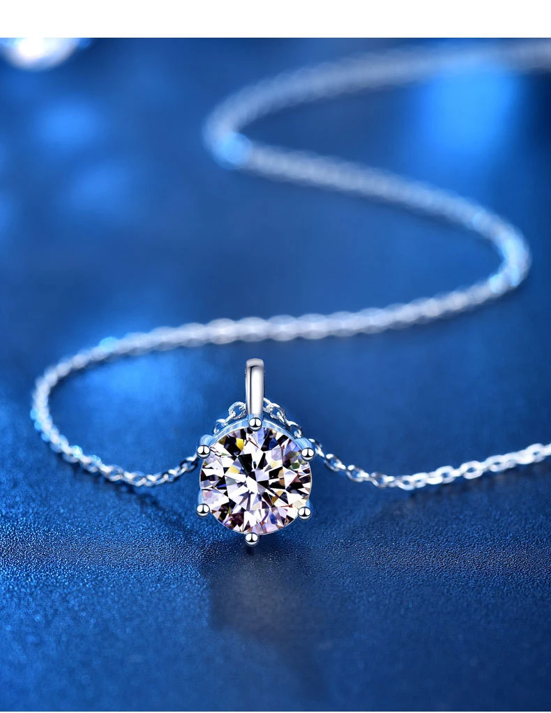 K.NOBSPIN 2.0ct VVS1 D Color Moissanite Necklace 925 Soild Sterling Sliver Chain with Certificate Fine Jewelry for Woman