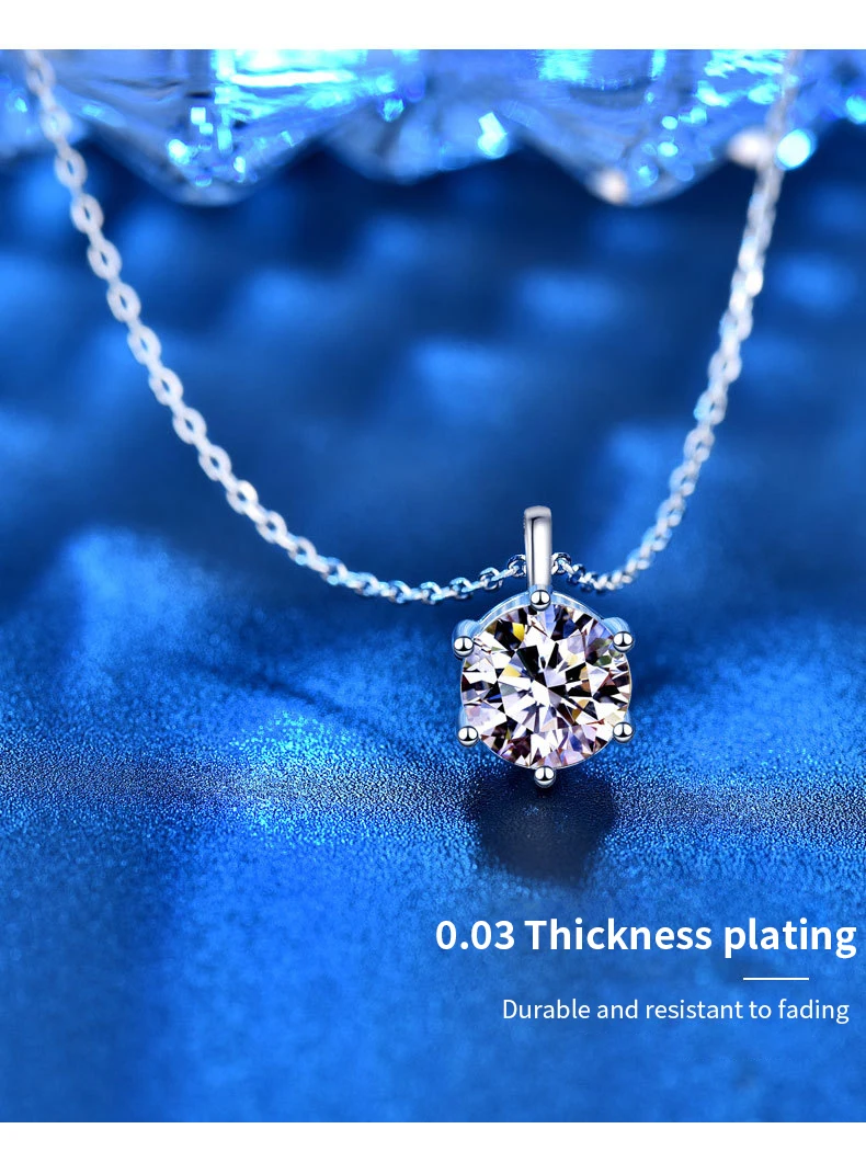 K.NOBSPIN 2.0ct VVS1 D Color Moissanite Necklace 925 Soild Sterling Sliver Chain with Certificate Fine Jewelry for Woman