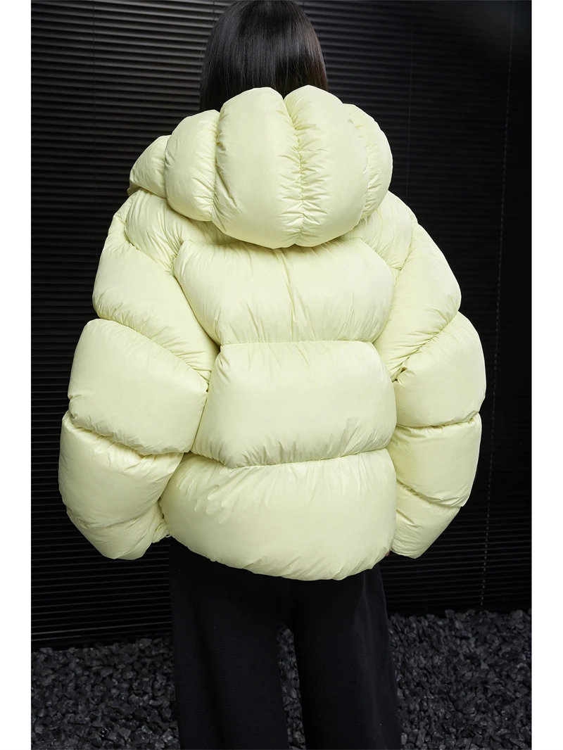 ZAROY Puffy Cotton Jacket Women Winter Warm Thicken Parka Drawstring Hooded Short Coat Windproof Y2K Streetwear куртка женская