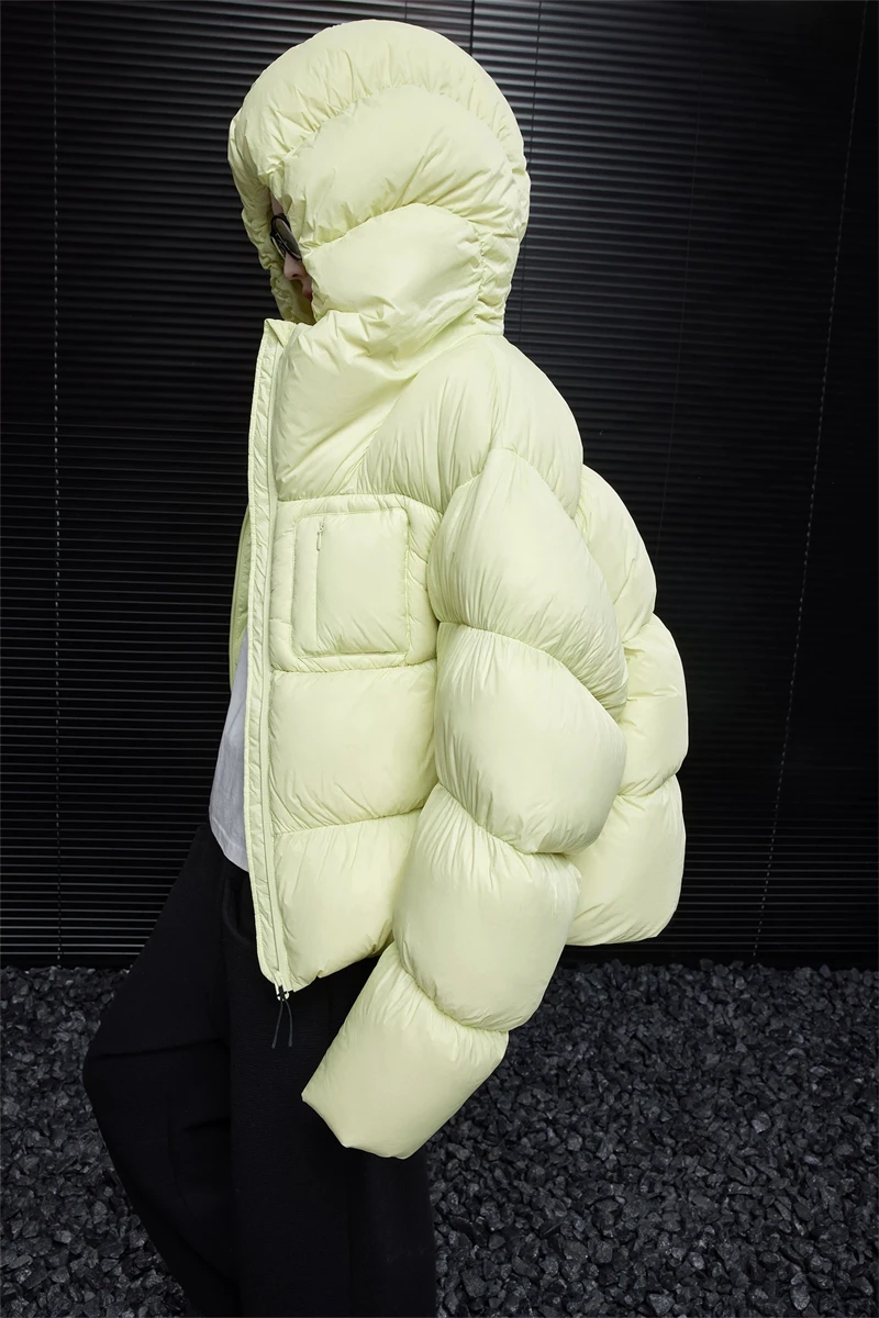 ZAROY Puffy Cotton Jacket Women Winter Warm Thicken Parka Drawstring Hooded Short Coat Windproof Y2K Streetwear куртка женская