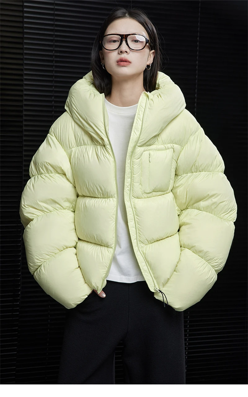 ZAROY Puffy Cotton Jacket Women Winter Warm Thicken Parka Drawstring Hooded Short Coat Windproof Y2K Streetwear куртка женская