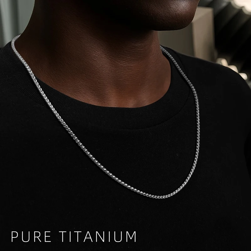 Pure Titanium Twisted Rope Chain Necklace 2.5mm Hypoallergenic Unisex Fashion