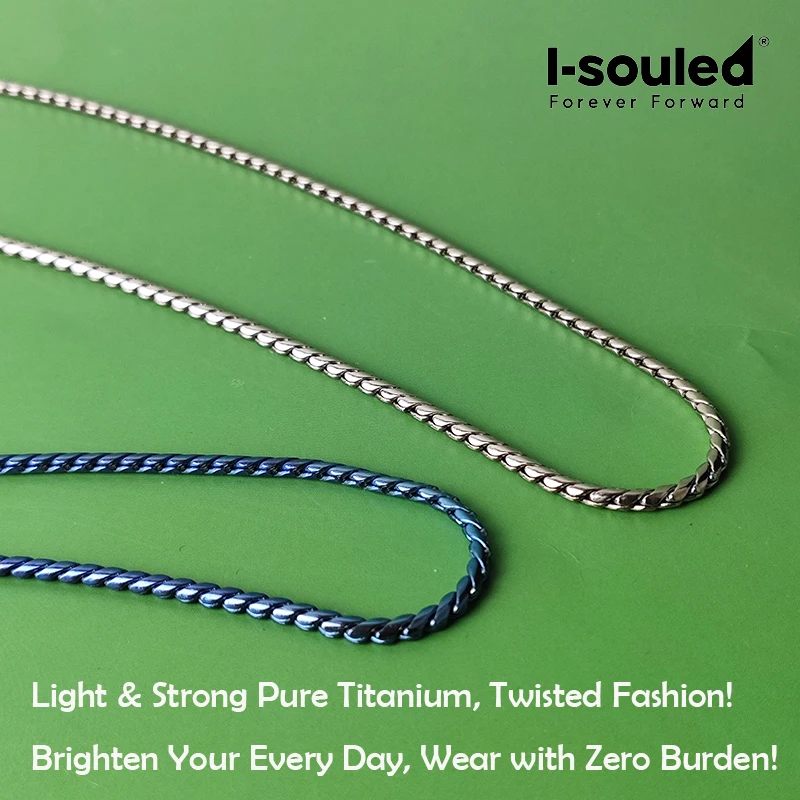 Pure Titanium Twisted Rope Chain Necklace 2.5mm Hypoallergenic Unisex Fashion