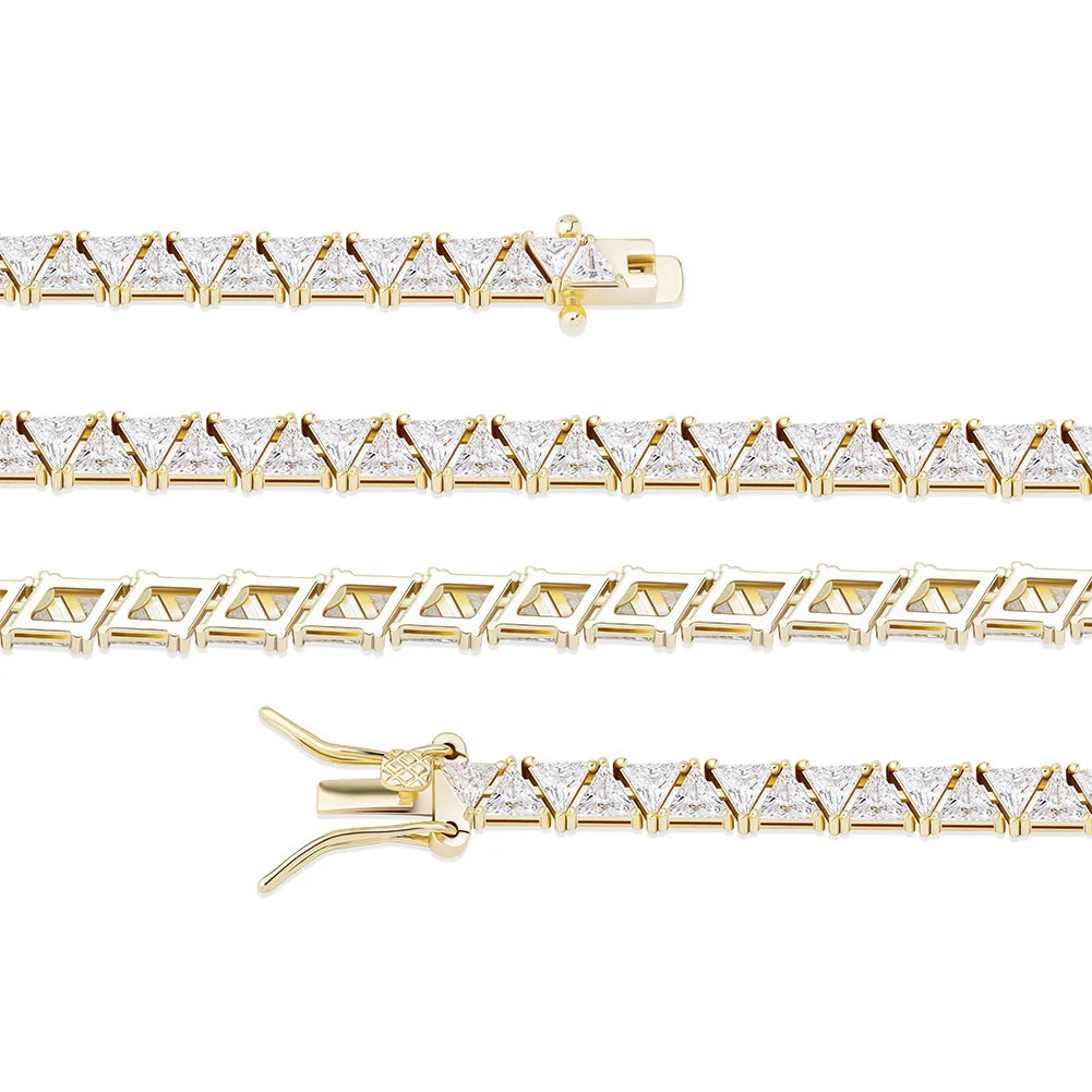 TOPGRILLZ 5mm Tennis Chain Bracelet High Quality Triangular Iced Out Cubic Zirconia Hip Hop Charm Fashion Jewelry For Women