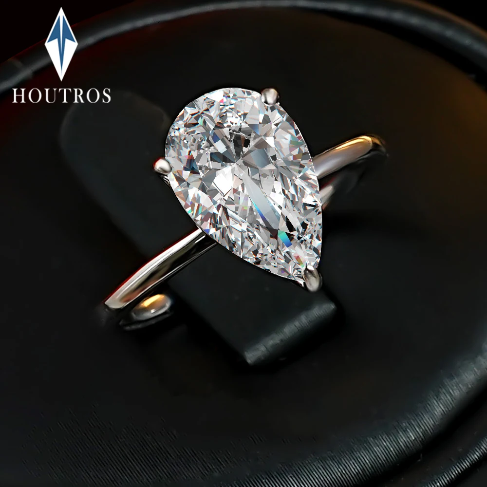 1-4 Carat Pear Cut D Color Moissanite Rings 925 Sterling Silver Waterdrop Diamond Ring Engagement Wedding Bands Jewelry with GRA