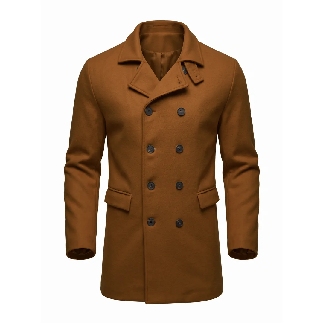 New Men's Trench Coat Double Breasted Winter Jacket Business Casual Men's Long Knee-length Jacket Street Wear Male Coats