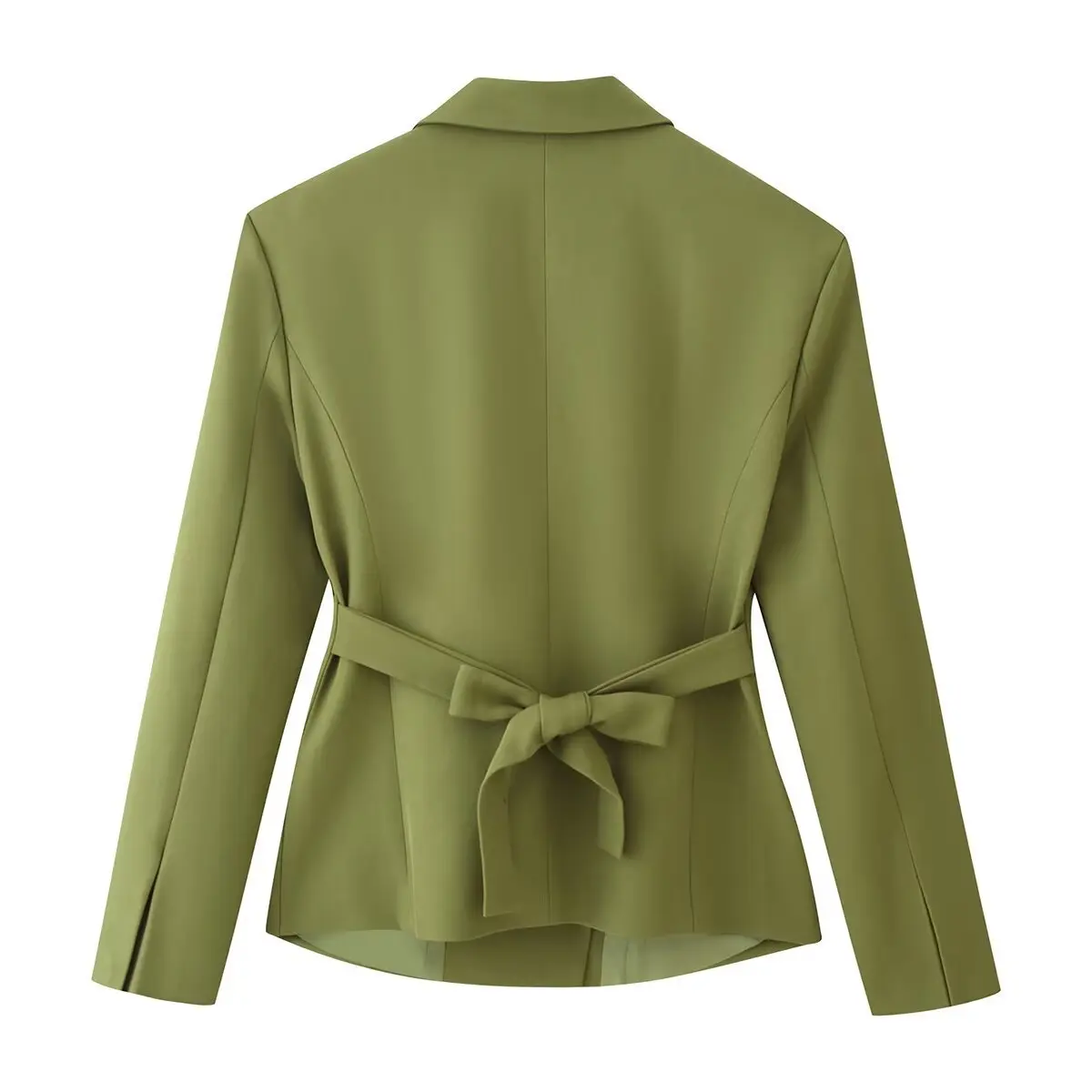 Suninheart Olive Green Asymmetric Blazer & Pants Set – Women's Ruched Waist Suit Two Piece Office Lady Autumn Fashion