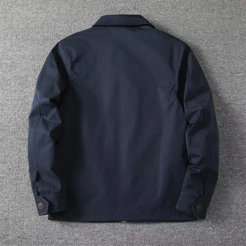 Man Coat Spring Autumn Turn Down Collar Solid Color Male Short Outerwear Single-breasted Zipper Business Casual Men Jacket