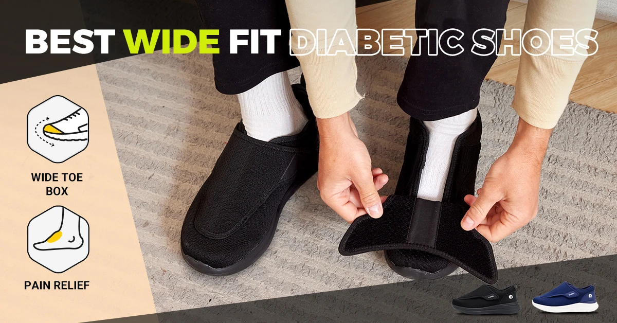 FitVille Men's Diabetic Shoes for Elder Orthopedics Feet Swollen Extra Wide Adjustable Walking Shoe Elderly Foot Pain Relief