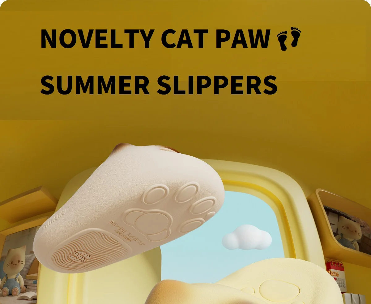 New Cat Claw Slippers Women Summer Mules Lightweight Indoor Slides Woman Non-Slip Odorless Kitten EVA Slipper Family Home Shoes