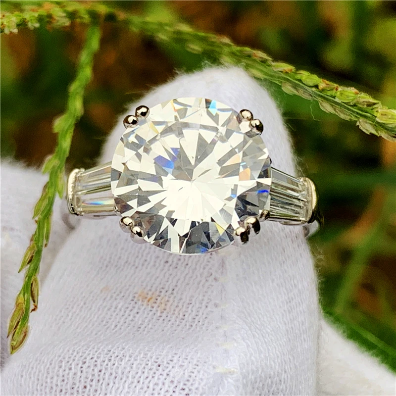 Solitaire Round cut 6ct Sona cz Ring 925 Sterling Silver Engagement Wedding Band Rings for women Bridal Luxury Party Jewelry
