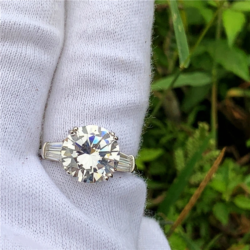 Solitaire Round cut 6ct Sona cz Ring 925 Sterling Silver Engagement Wedding Band Rings for women Bridal Luxury Party Jewelry
